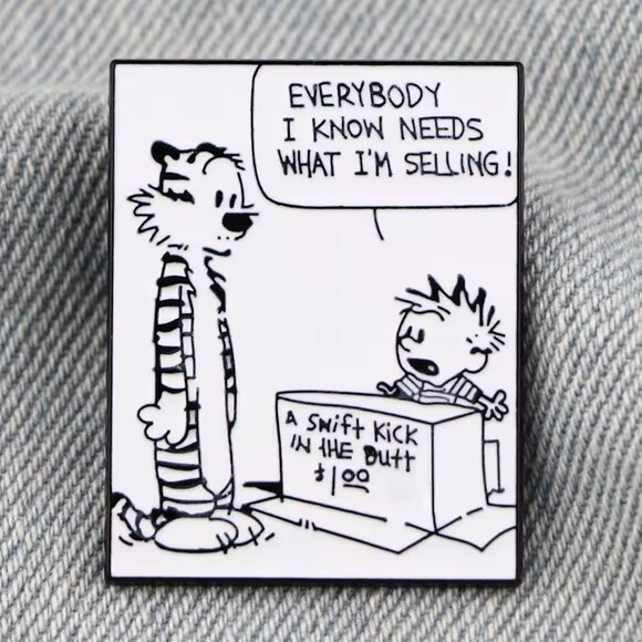 Calvin & Hobbes Enamel Pin NEW! Cartoon Bill Watterson 616A6 - Picture 1 of 2